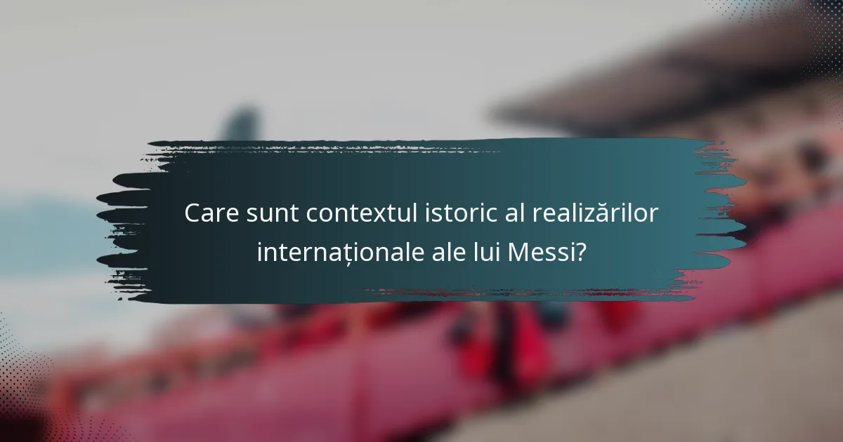 Care sunt contextul istoric al realizărilor internaționale ale lui Messi?