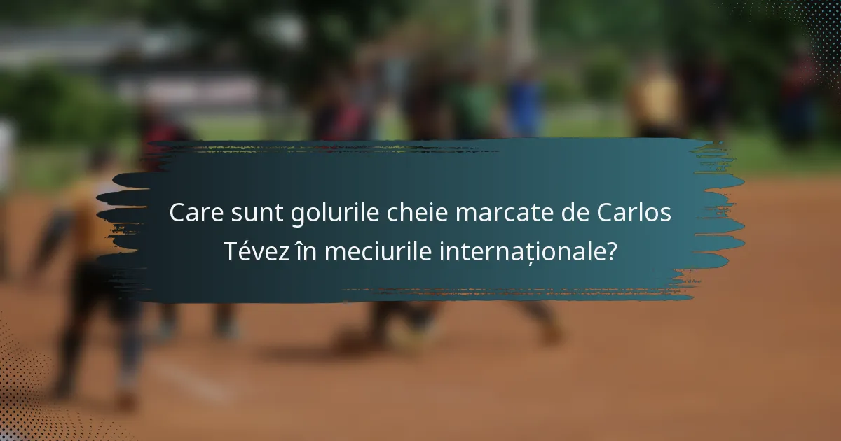 Care sunt golurile cheie marcate de Carlos Tévez în meciurile internaționale?