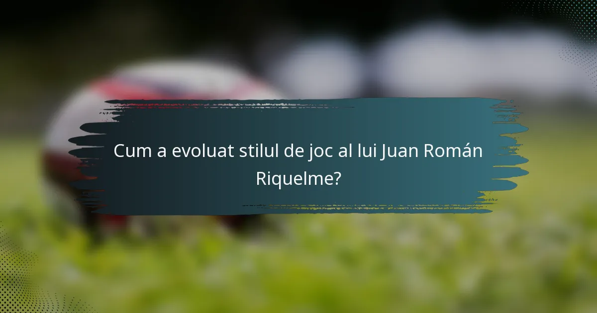 Cum a evoluat stilul de joc al lui Juan Román Riquelme?