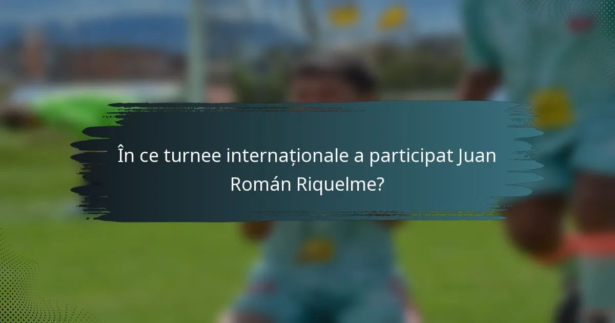 În ce turnee internaționale a participat Juan Román Riquelme?